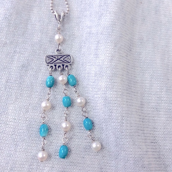 Silpada Pearl & Turquoise Necklace - 925 Silver - Picture 5 of 10